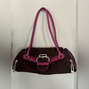 Cole Haan Brown and Pink Shoulder Bag with Stylish Silver Details